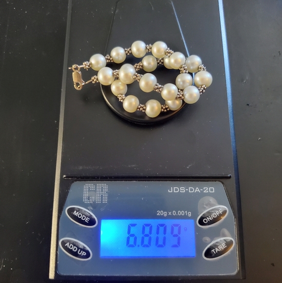 14k Solid White Gold Real Freshwater Pearl Bracelet - Picture 15 of 15